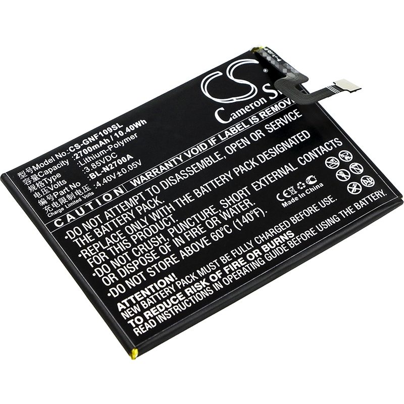Li-Polymer Battery fits Gionee, f109, f109l, f109n 3.85V, 2700mAh Communications Cameron Sino Technology Limited (Suspended)