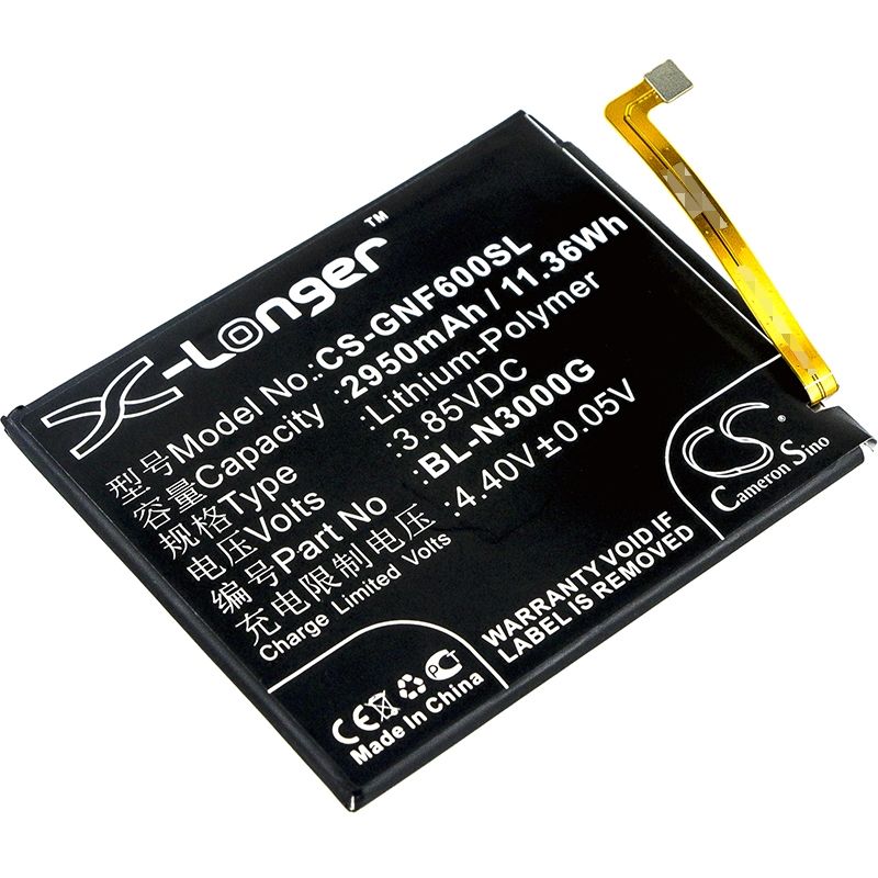 Li-Polymer Battery fits Gionee, f6, f6l 3.85V, 2950mAh Mobile & SmartPhone Cameron Sino Technology Limited