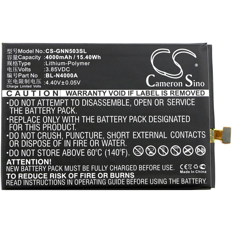 Li-Polymer Battery fits Gionee, gn5003, gn5003s, v187 pro 3.85V, 4000mAh Mobile & SmartPhone Cameron Sino Technology Limited (Suspended)
