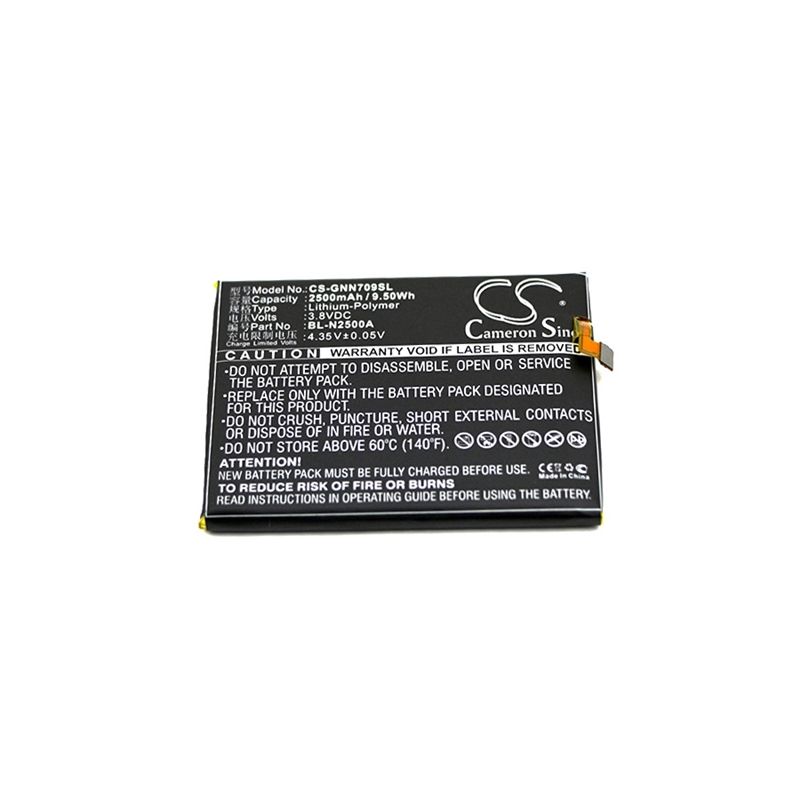 Li-Polymer Battery fits Gionee, gn709l, gn709t/w 3.8V, 2500mAh Communications Cameron Sino Technology Limited (Suspended)