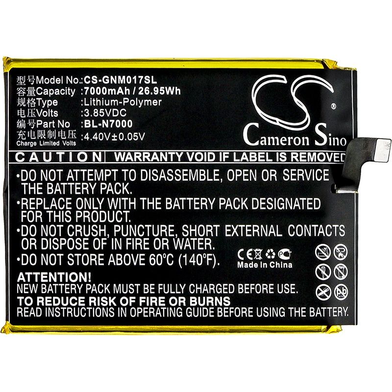 Li-Polymer Battery fits Gionee, m2017, m2017 dual sim, m2017 dual sim td-lte 3.85V, 7000mAh Mobile & SmartPhone Cameron Sino Technology Limited (Suspended)