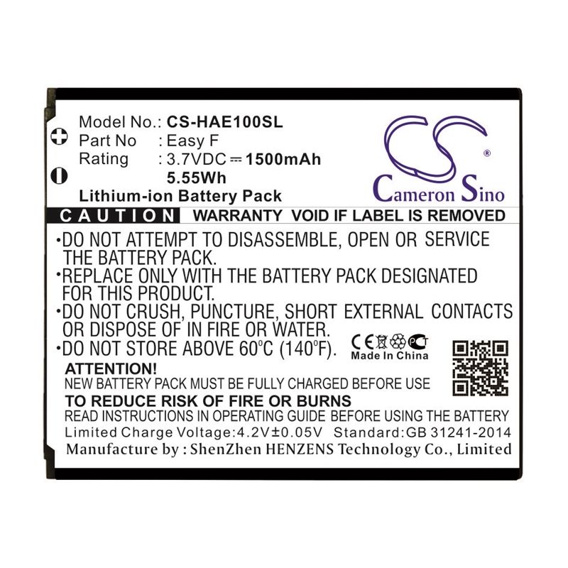 Li-ion Battery fits Highscreen, easy f 3.7V, 1500mAh Mobile & SmartPhone Cameron Sino Technology Limited