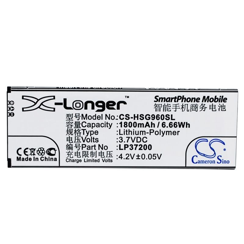 Li-Polymer Battery fits Hisense, hs-g960, hs-t960, hs-u960q 3.7V, 1800mAh Communications Cameron Sino Technology Limited (Suspended)