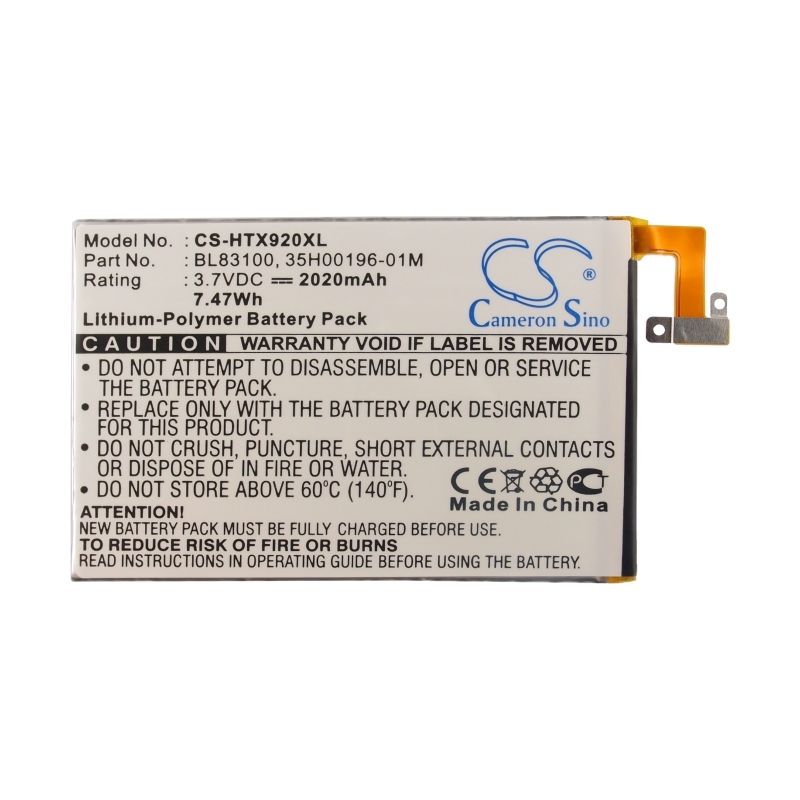 Li-Polymer Battery fits Htc, adr6435, butterfly, butterfly j 3.8V, 2020mAh Mobile & SmartPhone Cameron Sino Technology Limited