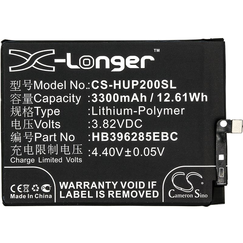 Li-Polymer Battery fits Huawei, emily, eml-al00, eml-l09 3.82V, 3300mAh Mobile & SmartPhone Cameron Sino Technology Limited