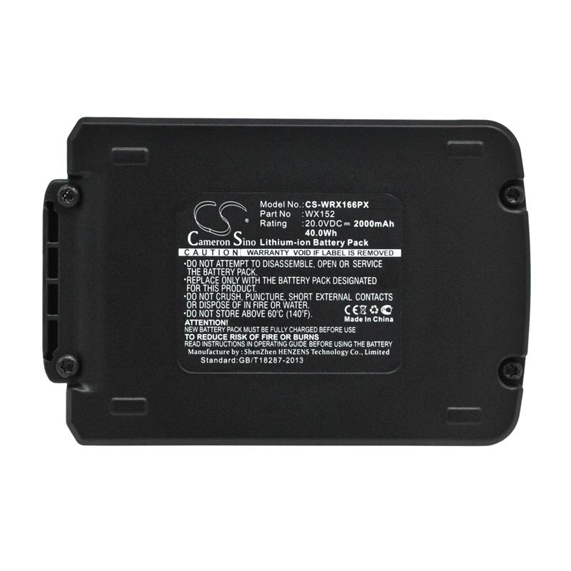 Li-ion Battery fits Worx, Wa3528, Wx166, 20.0V, 2000mAh Power Tools Cameron Sino Technology Limited