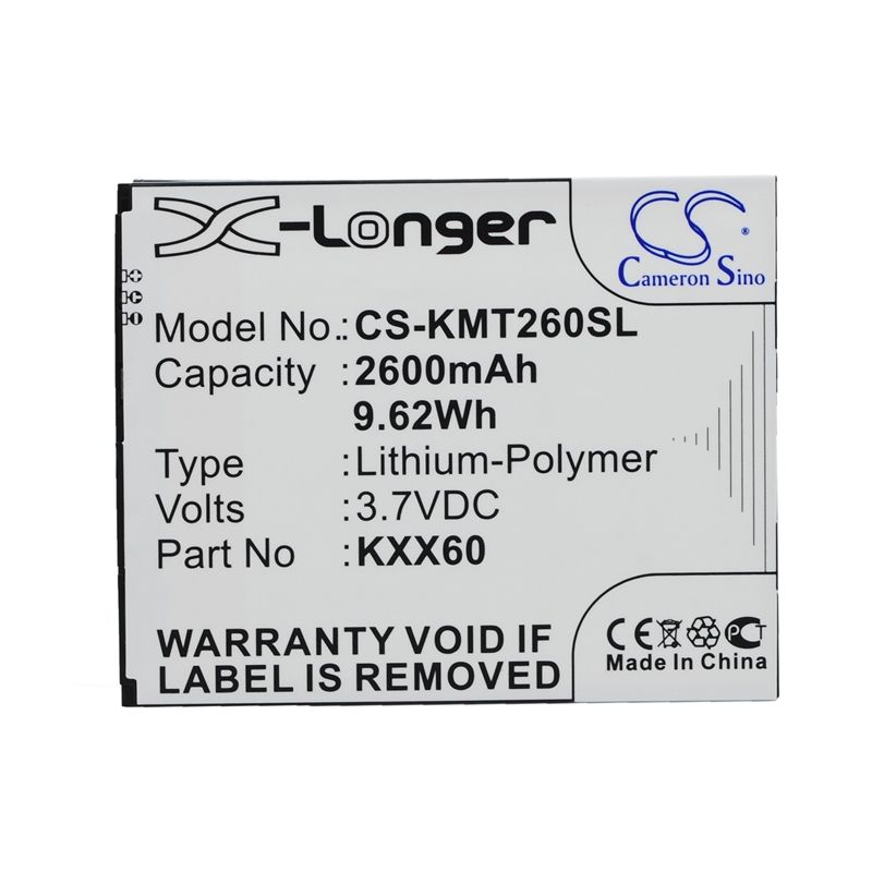Li-Polymer Battery fits Kazam, trooper 2 x6.0, trooper 6.0, trooper2 6.0 3.7V, 2600mAh Mobile & SmartPhone Cameron Sino Technology Limited
