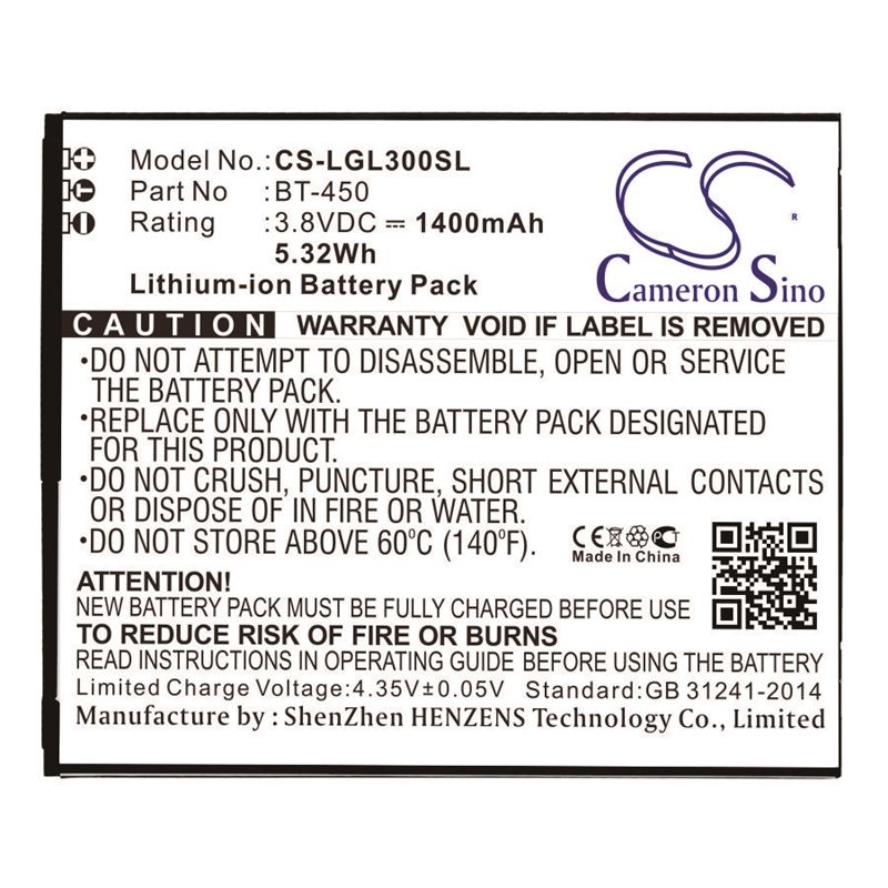 Li-ion Battery fits Leagoo, lead 3, lead 3s 3.8V, 1400mAh Mobile & SmartPhone Cameron Sino Technology Limited