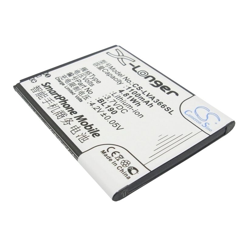 Li-ion Battery fits Lenovo, a366t 3.7V, 1100mAh Mobile & SmartPhone Cameron Sino Technology Limited