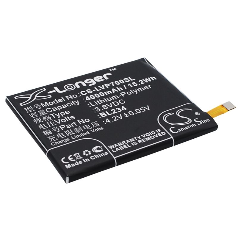 Li-Polymer Battery fits Lenovo, a5000 dual, p70t, vibe p1m 3.8V, 4000mAh Mobile & SmartPhone Cameron Sino Technology Limited