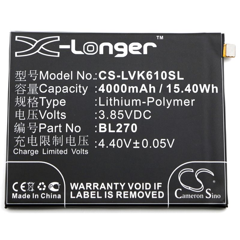 Li-Polymer Battery fits Lenovo, k6 note (2016), vibe k6 plus, motorola 3.85V, 4000mAh Mobile & SmartPhone Cameron Sino Technology Limited