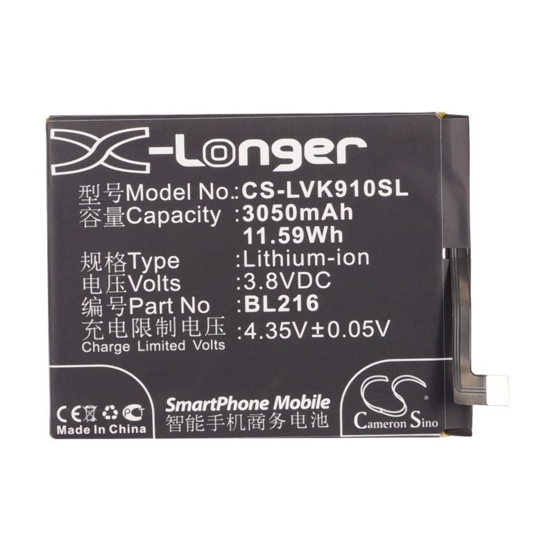 Li-Polymer Battery fits Lenovo, k910, k910e, vibe z 3.8V, 3050mAh Mobile & SmartPhone Cameron Sino Technology Limited (Suspended)