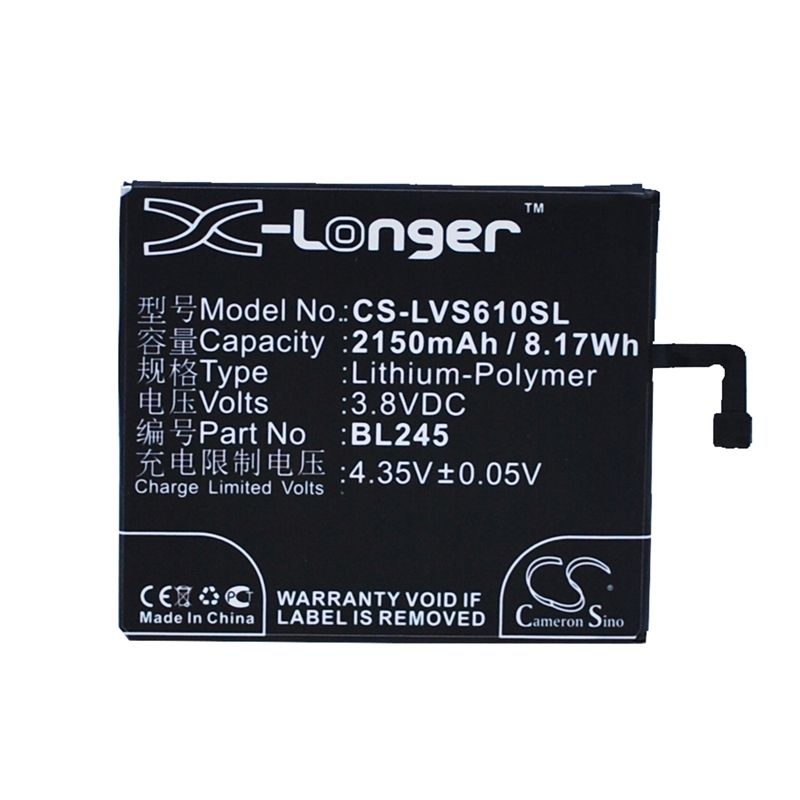 Li-Polymer Battery fits Lenovo, s60, s60-t, s60-w 3.8V, 2150mAh Mobile & SmartPhone Cameron Sino Technology Limited