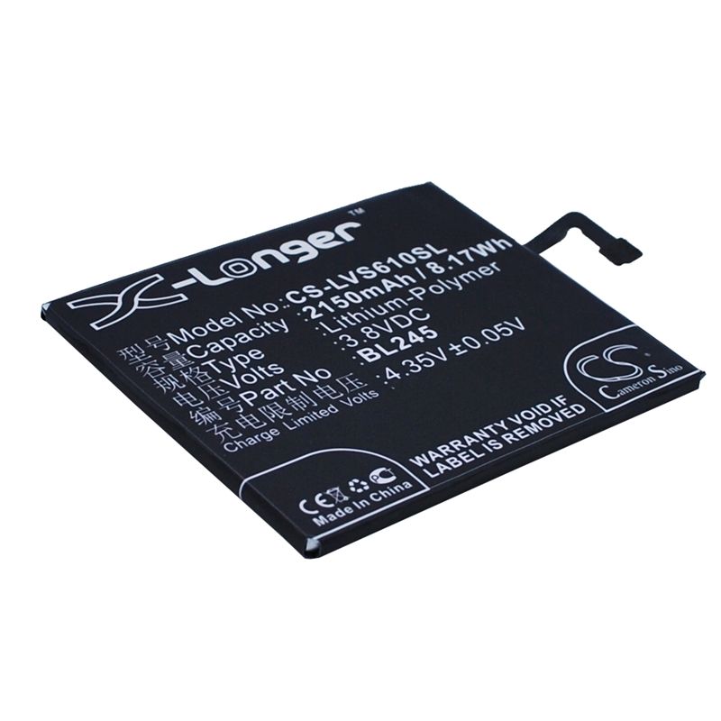 Li-Polymer Battery fits Lenovo, s60, s60-t, s60-w 3.8V, 2150mAh Mobile & SmartPhone Cameron Sino Technology Limited