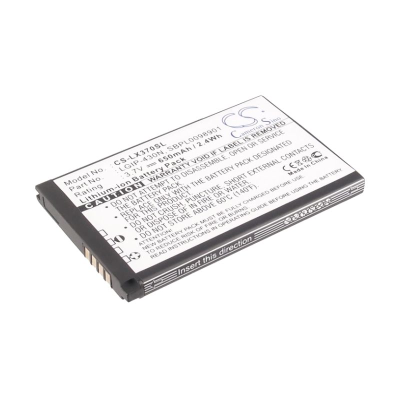 Li-ion Battery fits Lg, 990g, c320, cookie fresh 3.7V, 650mAh Mobile & SmartPhone Cameron Sino Technology Limited
