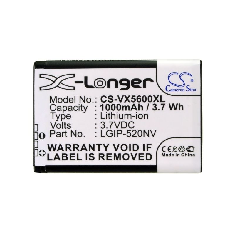 Li-ion Battery fits Lg, accolade, cosmos touch vn270, extravert 3.7V, 1000mAh Mobile & SmartPhone Cameron Sino Technology Limited