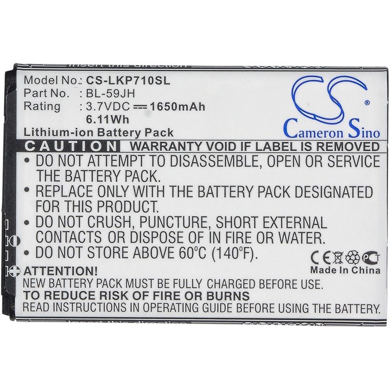Li-ion Battery fits Lg, as870, d500, d505 3.7V, 1650mAh Mobile & SmartPhone Cameron Sino Technology Limited