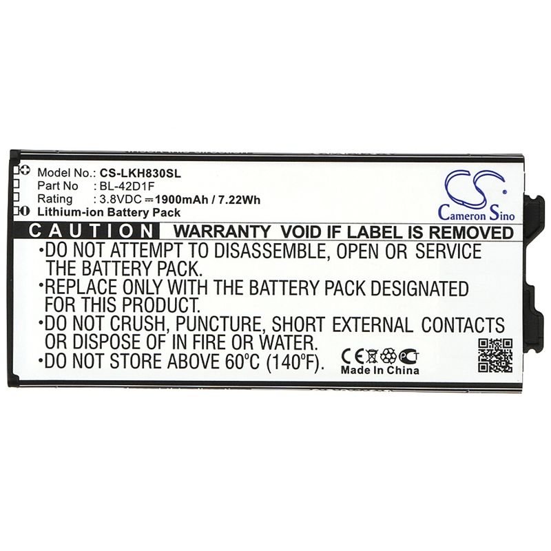 Li-ion Battery fits Lg, as992, g5, g5 lite 3.8V, 1900mAh Mobile & SmartPhone Cameron Sino Technology Limited