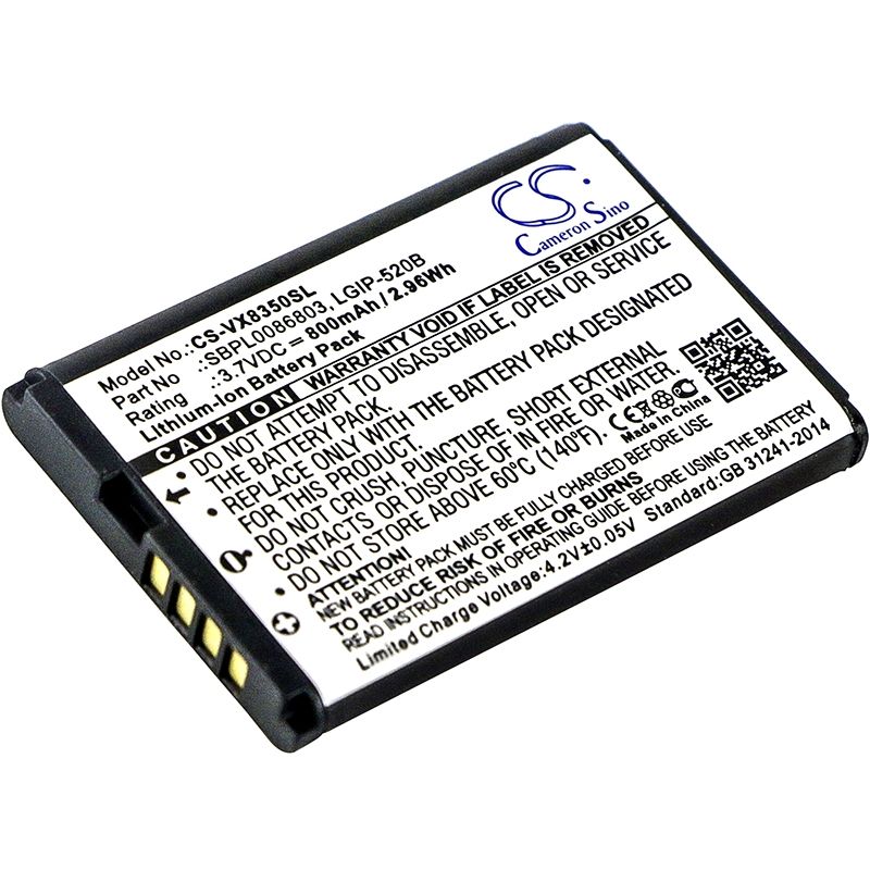 Li-ion Battery Fits Lg, Ax310, Helix, Ln180 3.7v, 800mah Mobile & SmartPhone Cameron Sino Technology Limited