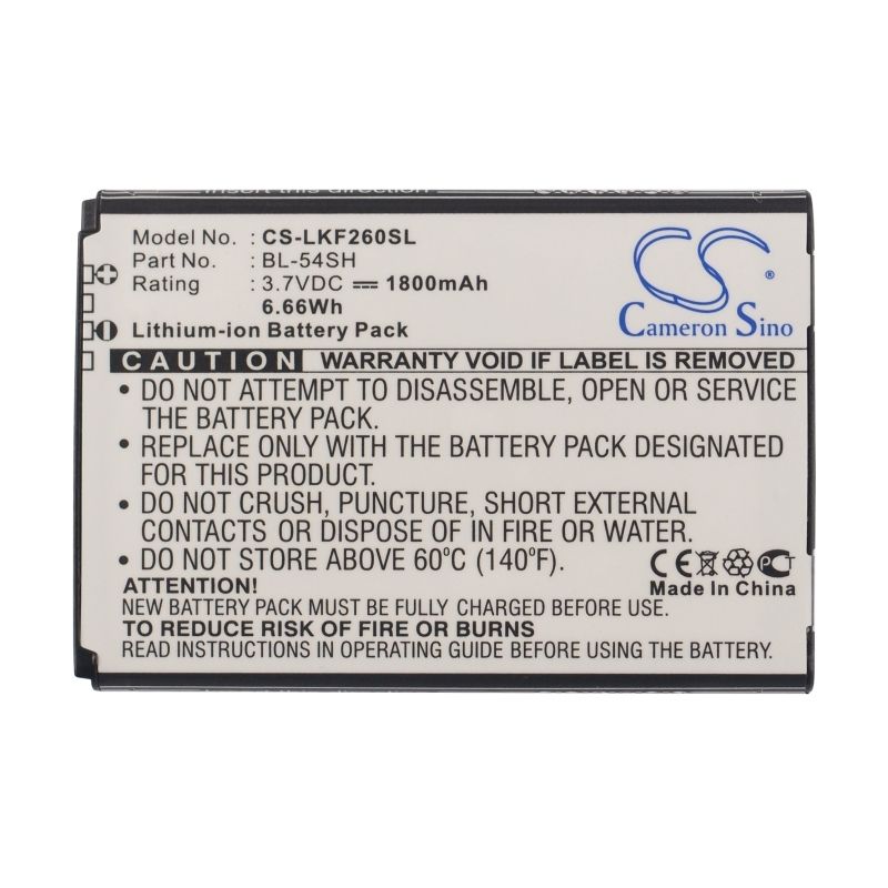 Li-ion Battery Fits Lg, Bello 2, Bello 2 Dual, Bello Ii 3.7v, 1800mah Mobile & SmartPhone Cameron Sino Technology Limited