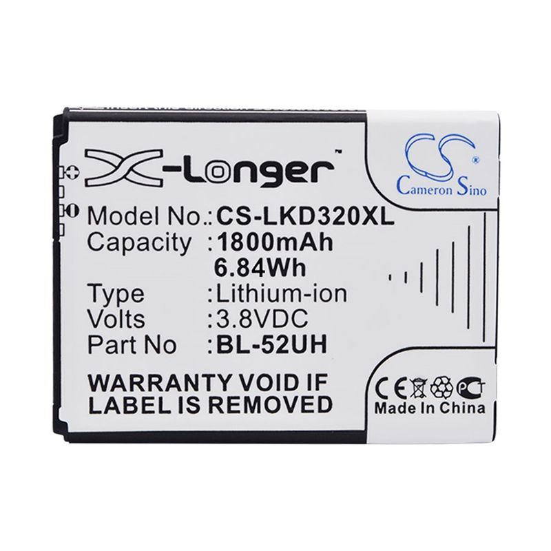 Li-ion Battery fits Lg, d280, d280n, d285 3.8V, 1800mAh Mobile & SmartPhone Cameron Sino Technology Limited