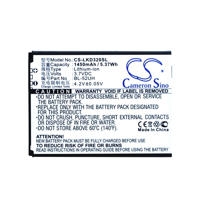 Li-ion Battery fits Lg, d280, d280n, d285 3.7V, 1450mAh Mobile & SmartPhone Cameron Sino Technology Limited