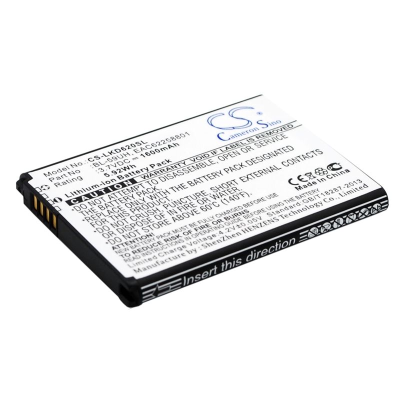 Li-ion Battery fits Lg, d315, d320, d620 3.7V, 1600mAh Mobile & SmartPhone Cameron Sino Technology Limited
