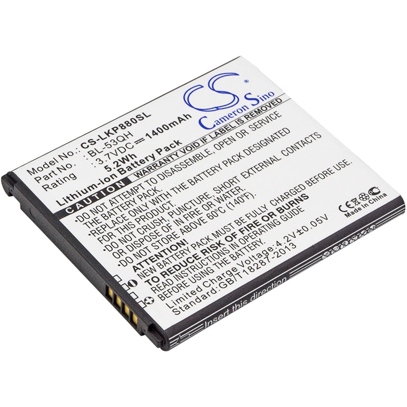 Li-ion Battery fits Lg, escape, f160k, f-160k 3.7V, 1400mAh Mobile & SmartPhone Cameron Sino Technology Limited