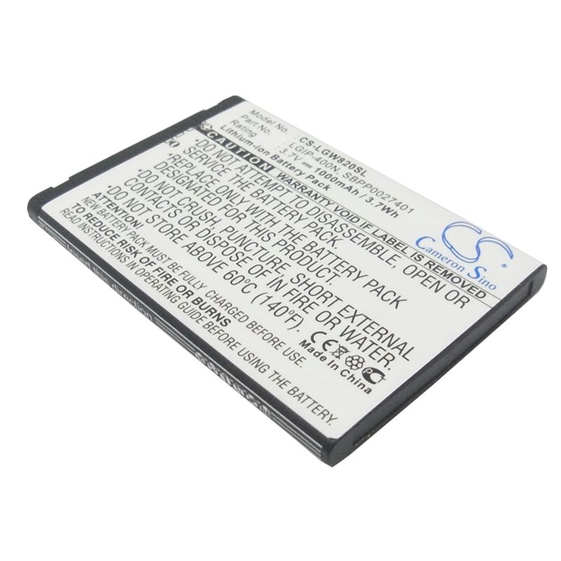 Li-ion Battery fits Lg, etna, expo gw820, gt540 3.7V, 1000mAh Mobile & SmartPhone Cameron Sino Technology Limited