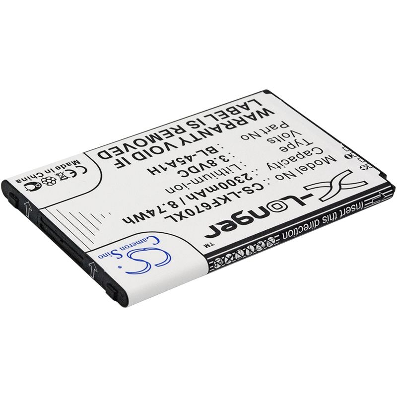 Li-ion Battery fits Lg, f670, f670k, f670l 3.8V, 2300mAh Mobile & SmartPhone Cameron Sino Technology Limited