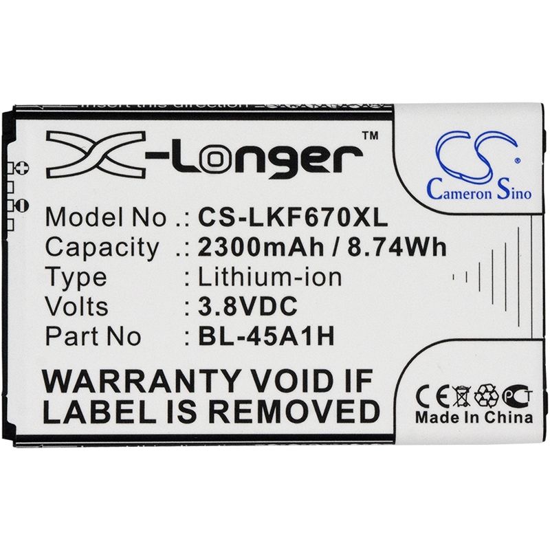 Li-ion Battery fits Lg, f670, f670k, f670l 3.8V, 2300mAh Mobile & SmartPhone Cameron Sino Technology Limited