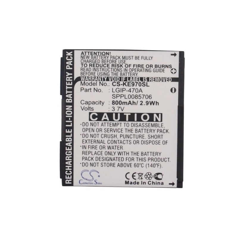 Li-ion Battery fits Lg, gd330, ke70, ke970 3.7V, 800mAh Mobile & SmartPhone Cameron Sino Technology Limited
