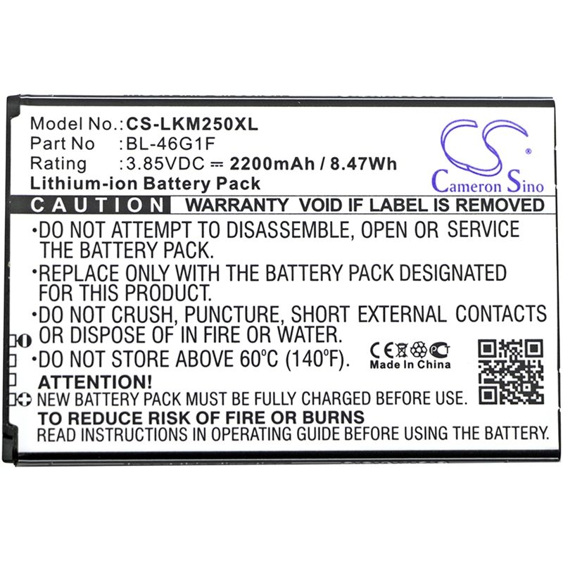 Li-ion Battery fits Lg, grace, harmony, k10 2017 3.85V, 2200mAh Mobile & SmartPhone Cameron Sino Technology Limited