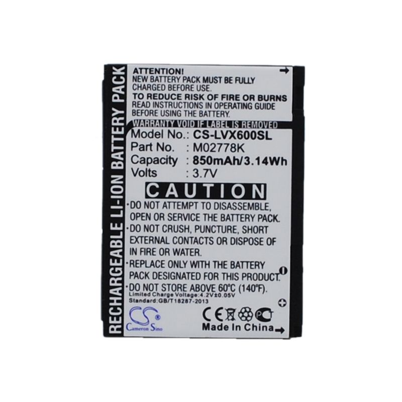 Li-ion Battery fits Lg, lotus, lx600, sprint 3.7V, 850mAh Mobile & SmartPhone Cameron Sino Technology Limited