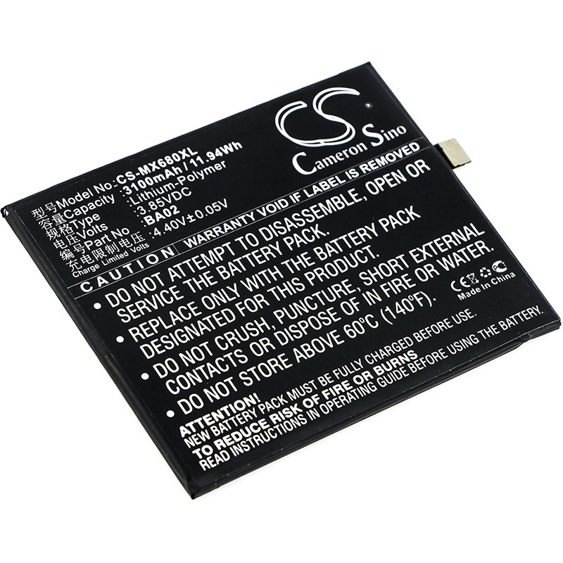 Li-Polymer Battery fits Meizu, a680m, a680q, m3e 3.85V, 3100mAh Mobile & SmartPhone Cameron Sino Technology Limited