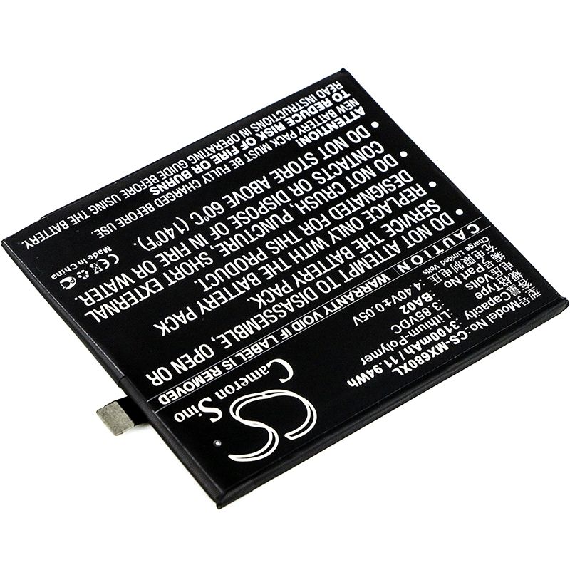 Li-Polymer Battery fits Meizu, a680m, a680q, m3e 3.85V, 3100mAh Mobile & SmartPhone Cameron Sino Technology Limited