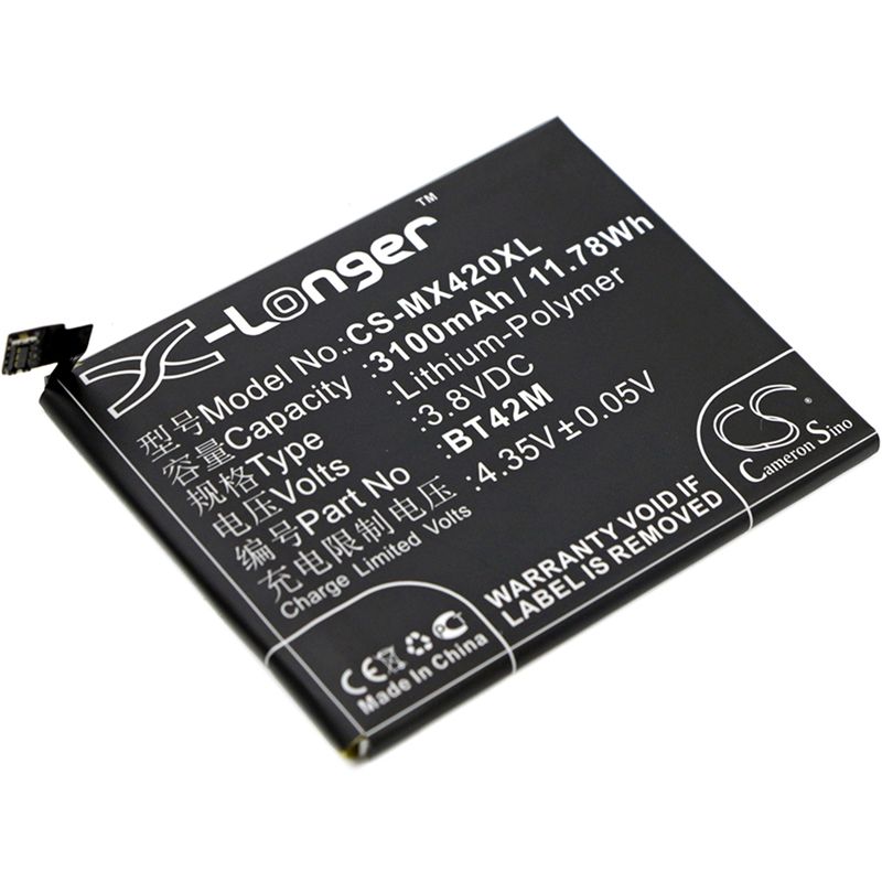 Li-Polymer Battery fits Meizu, blue charm metal, m1 metal 3.8V, 3100mAh Communications Cameron Sino Technology Limited (Suspended)