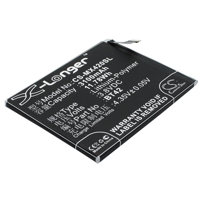 Li-Polymer Battery fits Meizu, m1, note 3.8V, 3100mAh Mobile & SmartPhone Cameron Sino Technology Limited