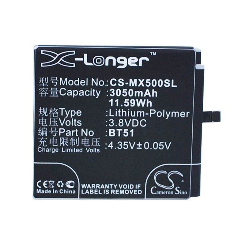 Li-polymer Battery Fits Meizu, M575 Dual Sim, M575m, M575u 3.8v, 3050mah Mobile & SmartPhone Cameron Sino Technology Limited