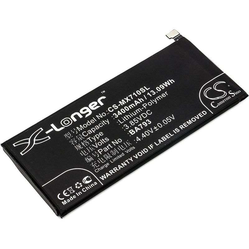Li-Polymer Battery fits Meizu, m793q, pro 7 plus 3.85V, 3400mAh Mobile & SmartPhone Cameron Sino Technology Limited