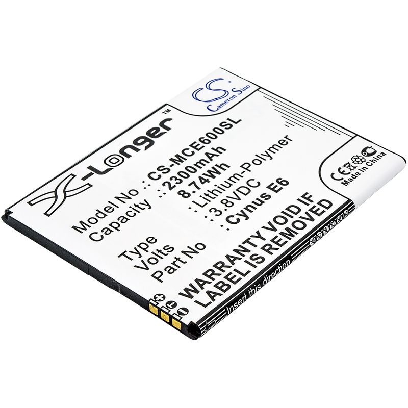 Li-Polymer Battery fits Mobistel, cynus e6 3.8V, 2300mAh Mobile & SmartPhone Cameron Sino Technology Limited