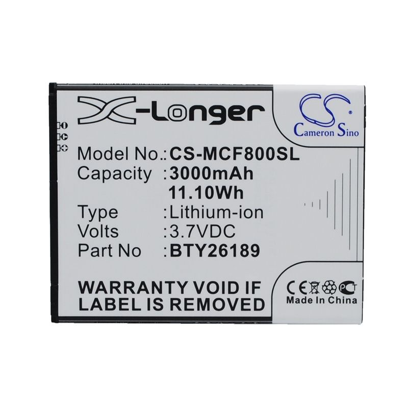 Li-ion Battery fits Mobistel, cynus f8 3.7V, 3000mAh Mobile & SmartPhone Cameron Sino Technology Limited