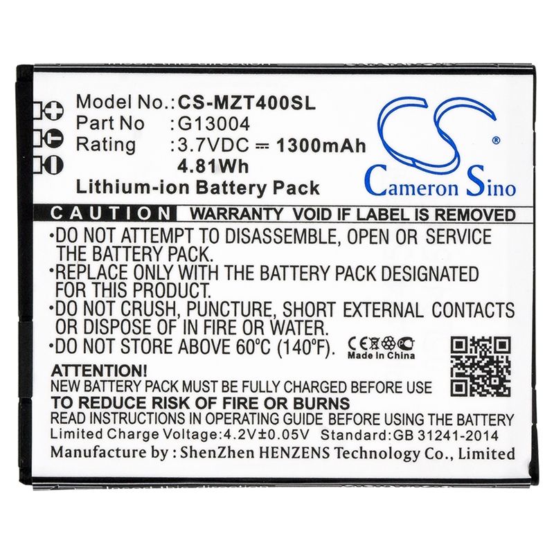 Li-ion Battery fits Navon, mizu t400 3.7V, 1300mAh Mobile & SmartPhone Cameron Sino Technology Limited (Suspended)