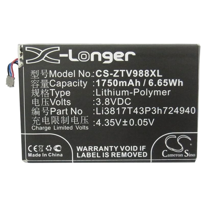 Li-Polymer Battery fits Net10, ntzez753g3p5p, paragon, paragon 4g 3.8V, 1750mAh Mobile & SmartPhone Cameron Sino Technology Limited