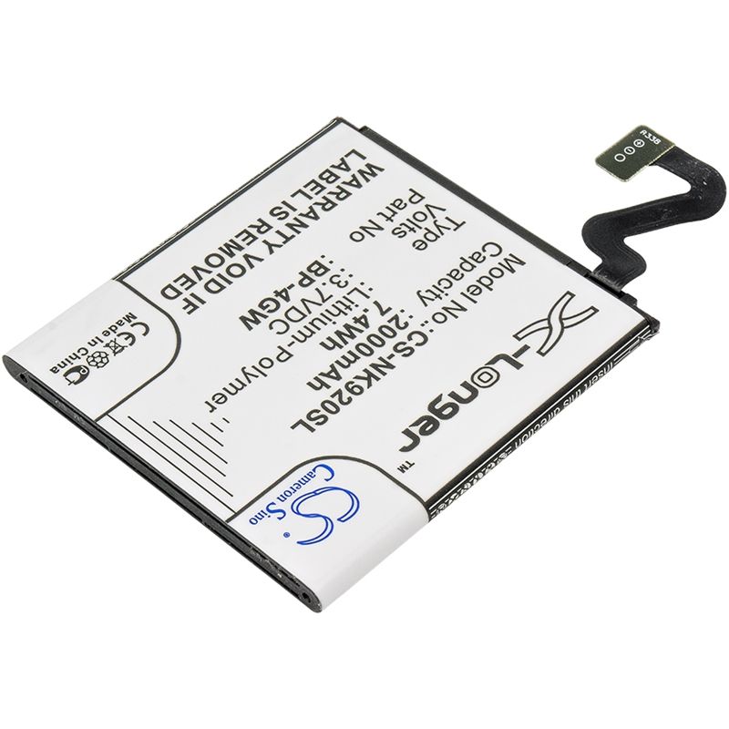 Li-polymer Battery Fits Nokia, Lumia 920, Lumia 920 4g, Lumia 920.2 3.7v, 2000mah Mobile & SmartPhone Cameron Sino Technology Limited
