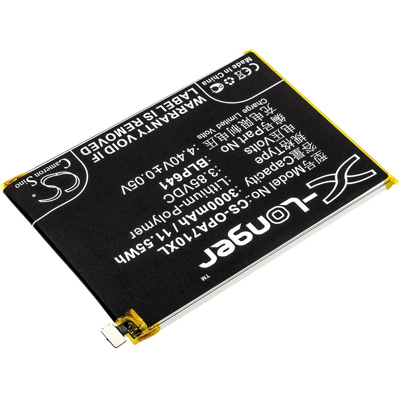 Li-Polymer Battery fits Oppo, a71, a71 2018 dual sim, a71 2018 dual sim td-lte 3.85V, 3000mAh Mobile & SmartPhone Cameron Sino Technology Limited