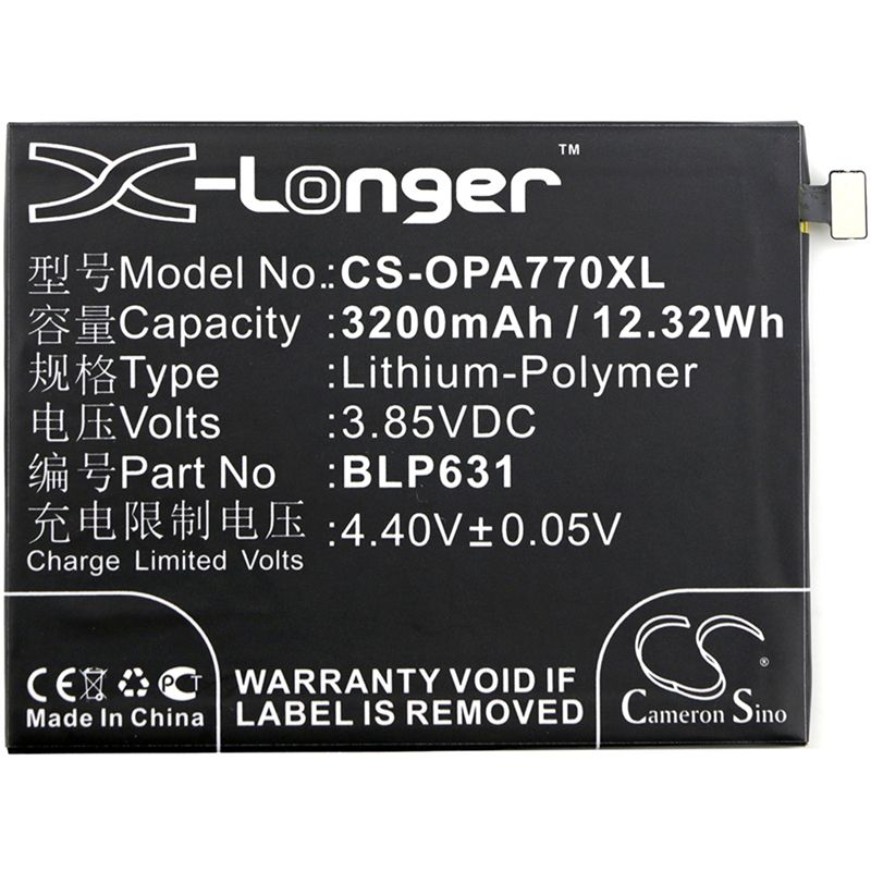 Li-Polymer Battery fits Oppo, a73, a73 dual sim, a73 dual sim td-lte 3.85V, 3200mAh Mobile & SmartPhone Cameron Sino Technology Limited