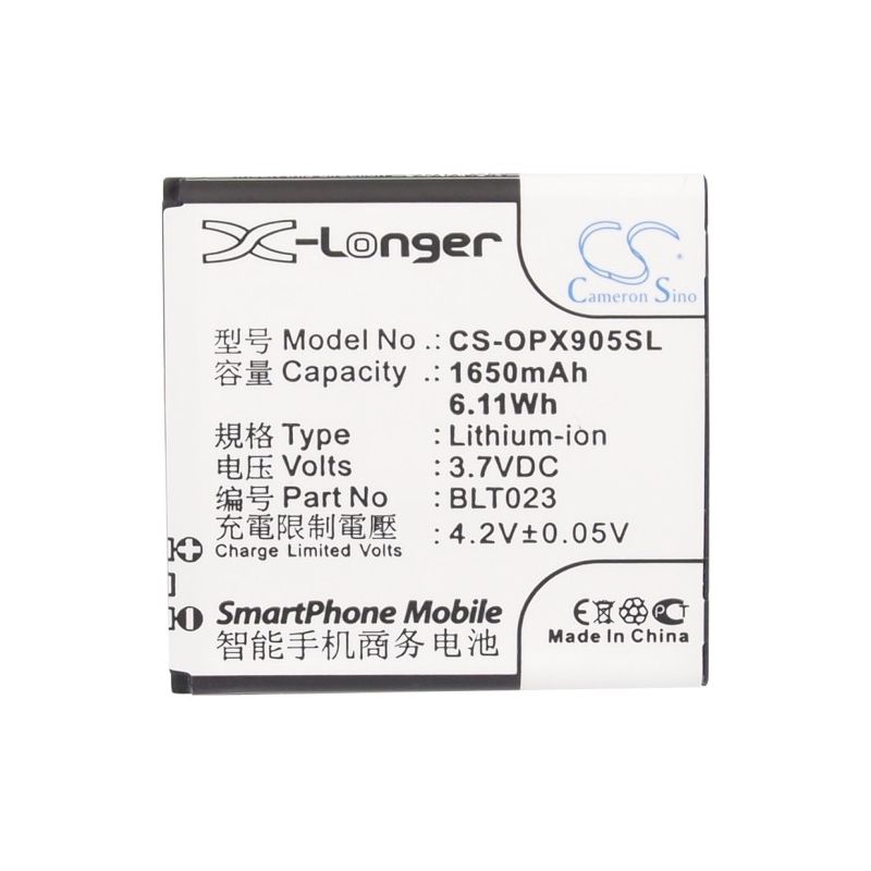 Li-ion Battery fits Oppo, a91, r807, r811 3.7V, 1650mAh Mobile & SmartPhone Cameron Sino Technology Limited (Suspended)