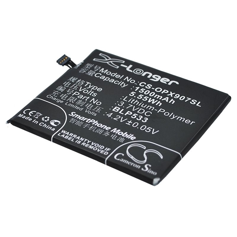 Li-Polymer Battery fits Oppo, finder, x907 3.7V, 1500mAh Mobile & SmartPhone Cameron Sino Technology Limited