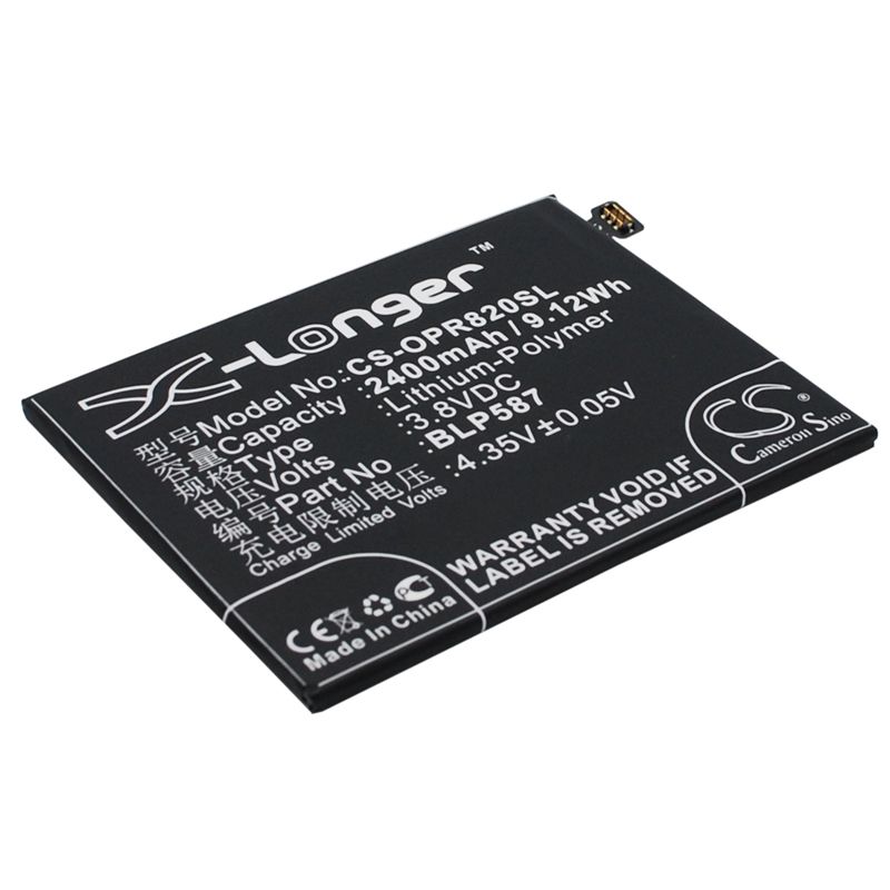 Li-Polymer Battery fits Oppo, r1c, r8200, r8205 3.8V, 2400mAh Mobile & SmartPhone Cameron Sino Technology Limited